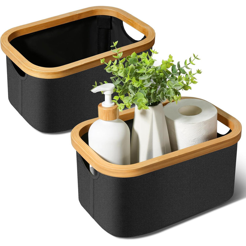 Storage Bins With Bamboo Handles