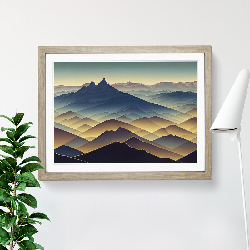 Wholesome Mountain Landscape - Framed Print, 25cm H x 34cm W x 2cm D, Oak Framed
