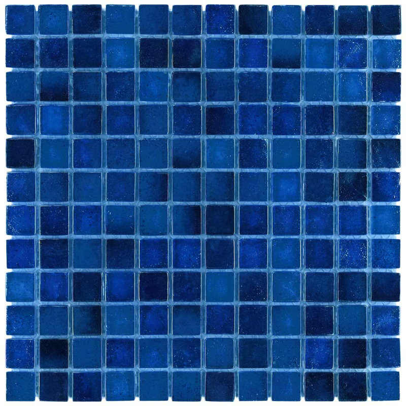Splash 1X1 Polished Glass Mosaic Tile, Lagoon Blue