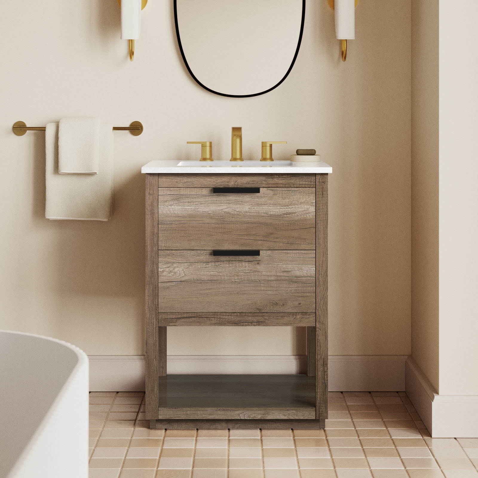 Felicity 24'' Single Bathroom Vanity, Natural Oak