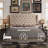 Fabric Upholstered Bed,Tufted Headboard Adjustable Height Bed Frame-283896213-283896217