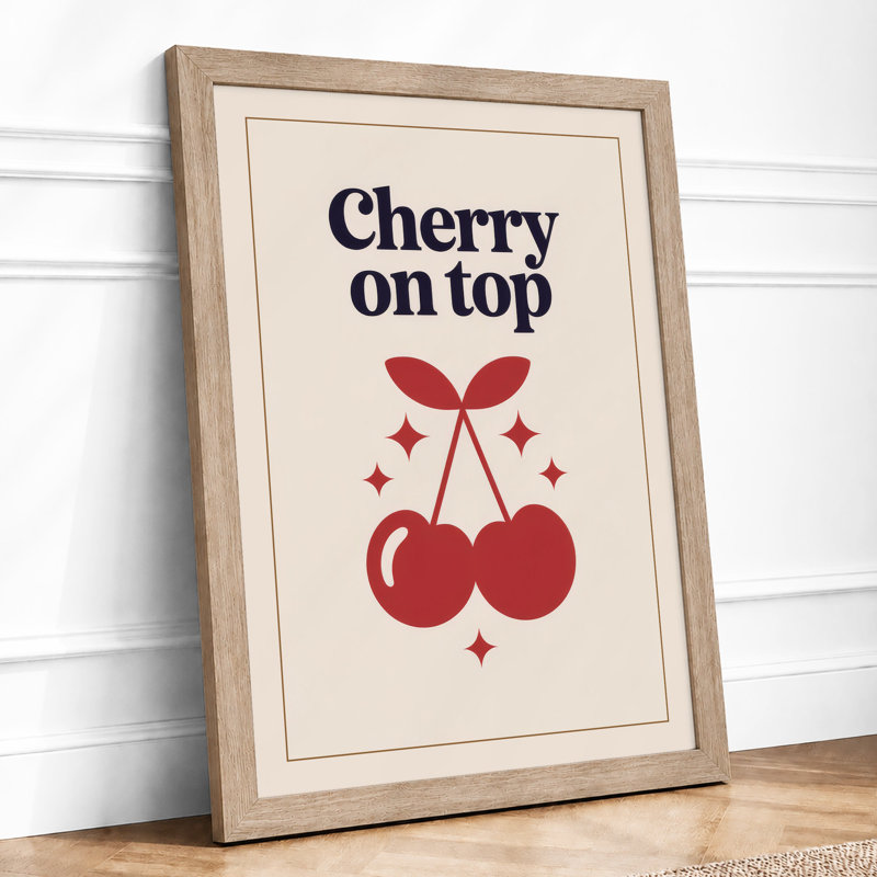 Cherry on Top Retro - Framed Print, A1 - 84.1 x 59.4 cm, Oak