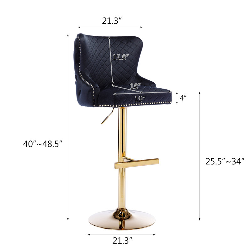 Tabouret de bar simple à hauteur réglable, tabouret de bar moderne pour la maison, Noir