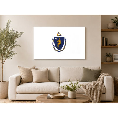 «Massachusetts State Flag» - art mural sur toile avec armoiries du Commonwealth
