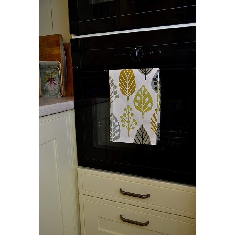 Alexys Cotton Jacquard Kitchen Towel, Ochre Yellow