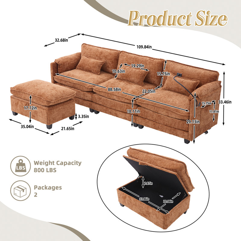 Modern Storage Sectional Couch