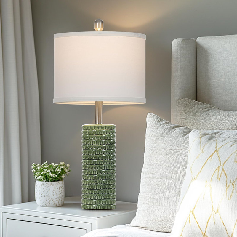 Ensemble de 2 lampes de table modernes en céramique avec abat-jour en lin pour le salon, la chambre à coucher et la table de chevet