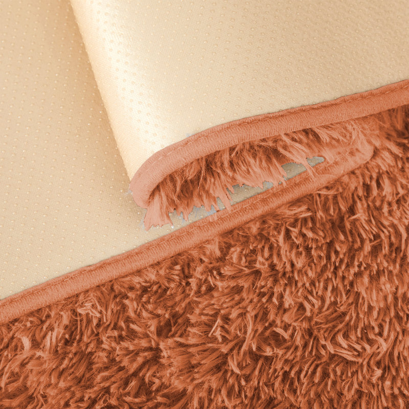 Machine Tufted High Pile Shag Area Rug(Ultra Soft & Fluffy), Rust, Rectangle 50 x 80 cm