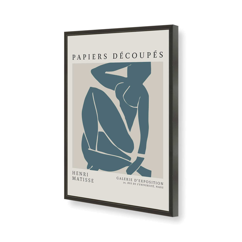 Matisse's Nude III en bleu minuit , H 17 po x l 13 po, Reproduction encadrée sans passe-partout, Noir satiné