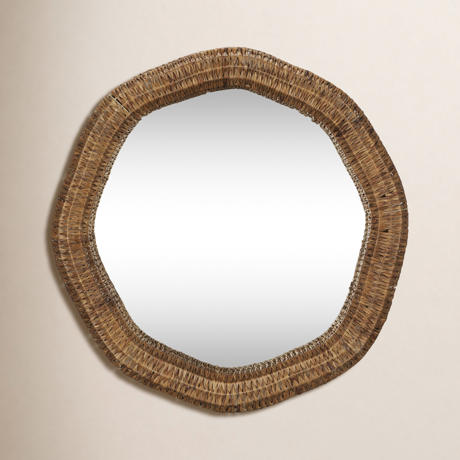 Fegan 42" Woven Water Hyacinth Mirror, 36" x 36"