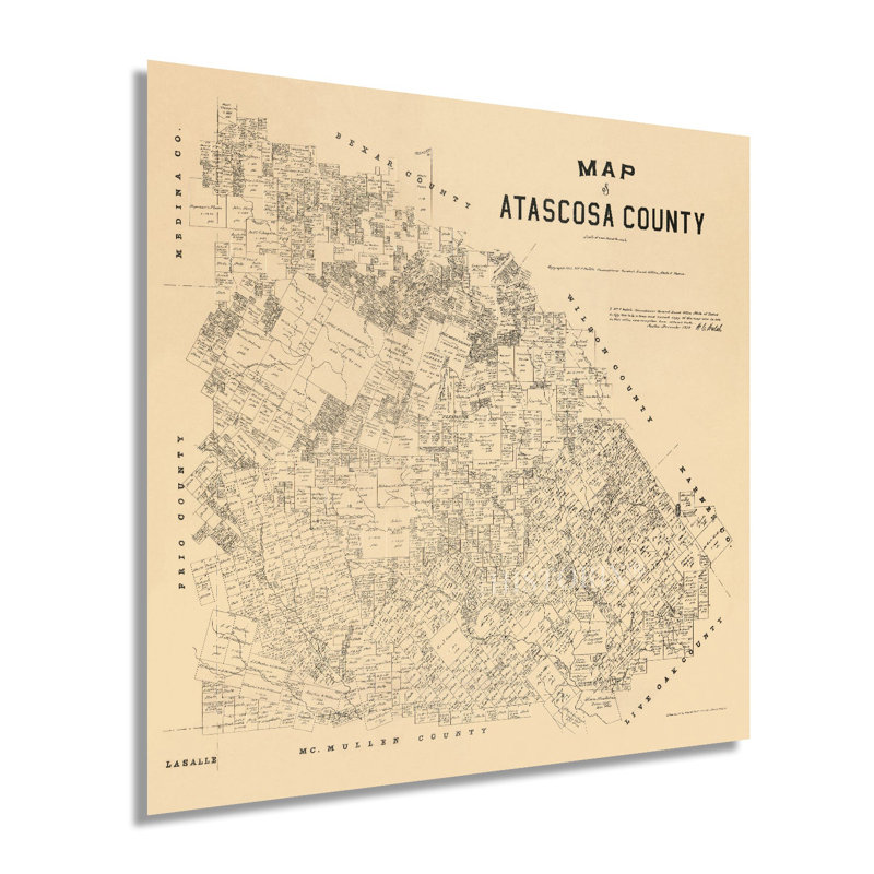 " 1879 Atascosa County Texas Map ", 16'' W x 16'' H