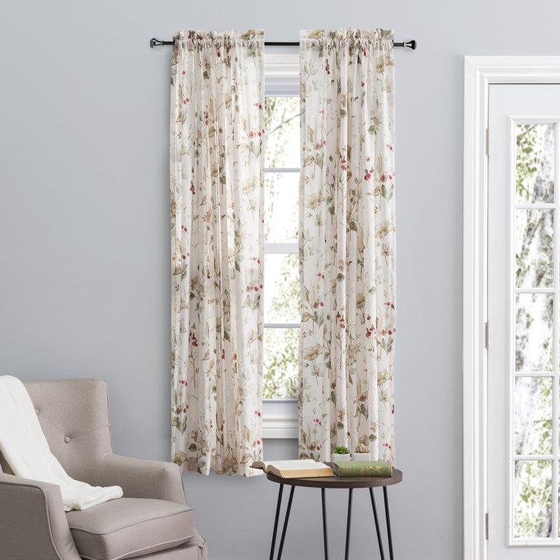 Maeda Semi Sheer Curtain Single Panel, 48" W x 84" L
