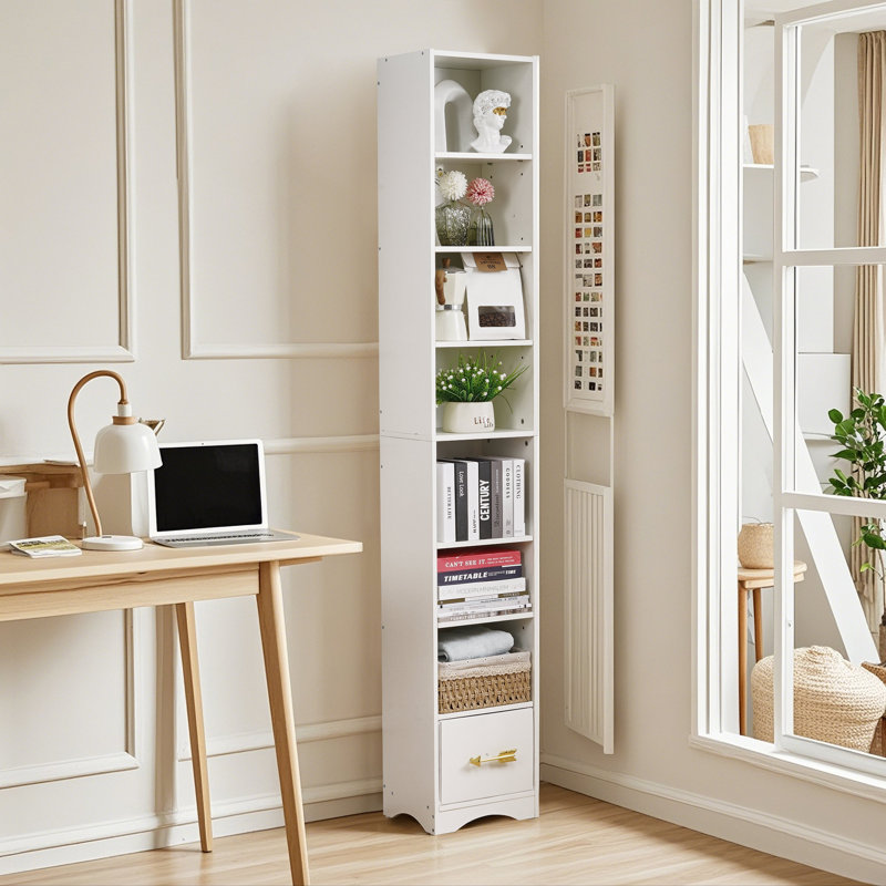 Taegan 180cm H x 23.5cm W Bookcase, White