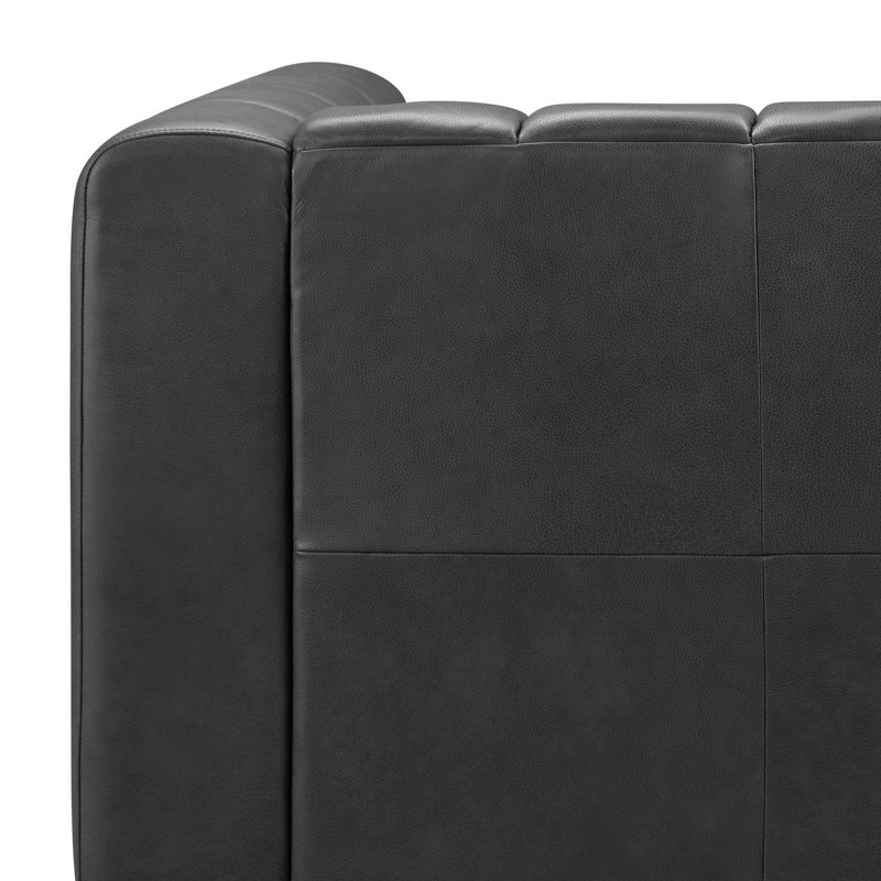 Canapé Trefor 100% cuir fleur, Gris foncé