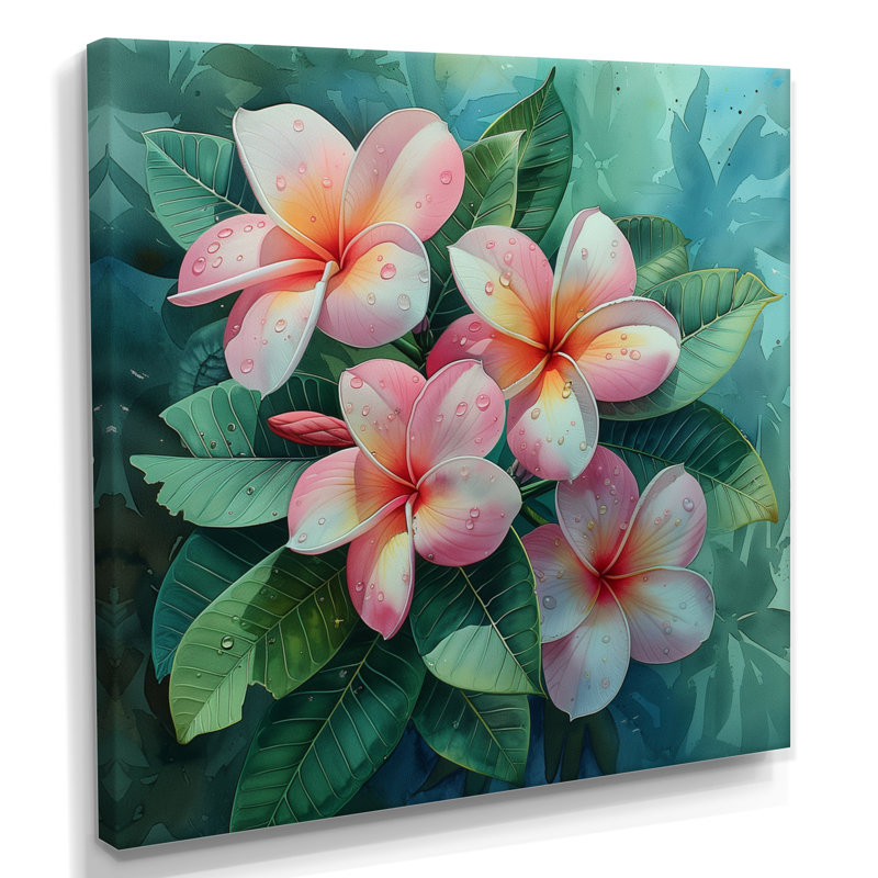 Décoration murale rose Plumeria Tropical Dream I - Plumeria, Toile tendue, H 36 po x l 36 po x P 1,5 po