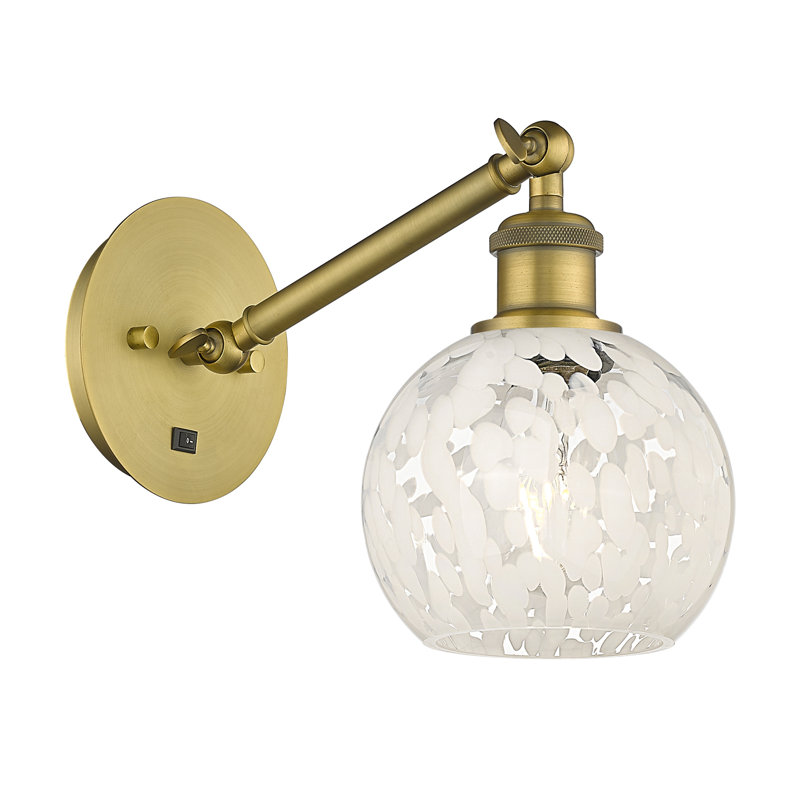 Applique murale 1 lumière Ballston White Mouchette, H 8 po x l 6 po x P 12 po, Chrome poli