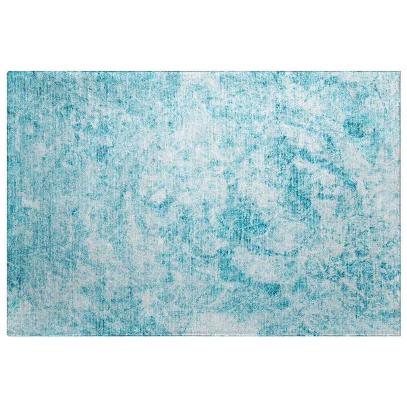Premium Machine Washable Dream Shag ADS553 Abstract Rug, Teal, 2'6" x 3'10"