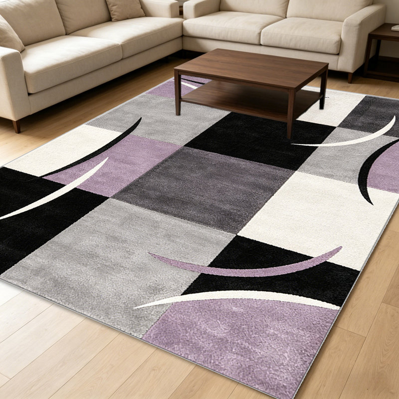 Lavender Abstract Geometric carpet-easy to clean, machine-washable, soft and comfortable; suitable for door mats, kitchens, living rooms, bedrooms, corridors, and laundry areas. Easy to clean, durable carpet for home decoration.
