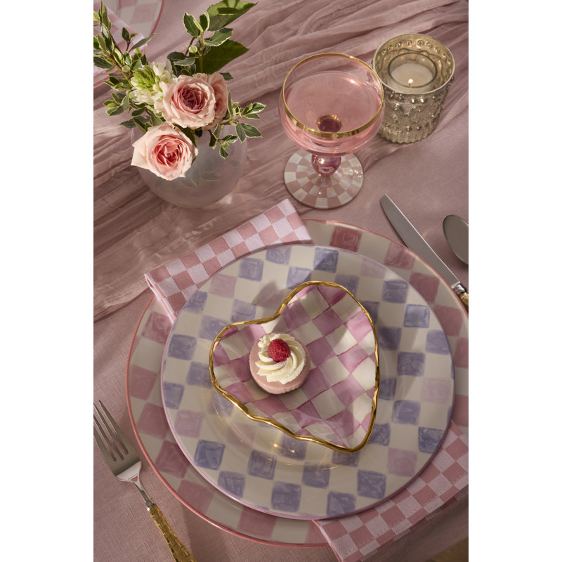 Pink Check Dinner Plate, Purple