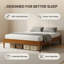Base de lit plateforme en bambou massif de 15 pouces de hauteur avec support en métal, base en lattes de bois minimaliste moderne, aucun sommier tapissier requis, sans bruit, assemblage facile-640590553-640590554