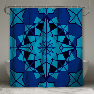 Rideaux de douche kaléidoscope bleu extra-longs