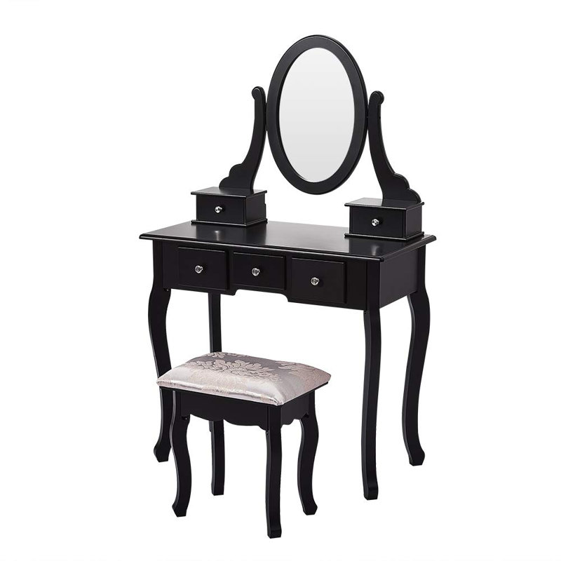 Bomford Dressing Table with Mirror, Black