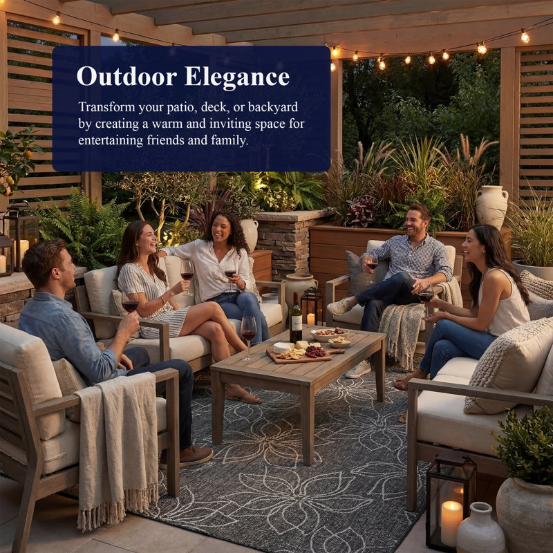 Arjen Floral Flatweave Ash Gray Indoor Outdoor Area Rug, Round 7'10"