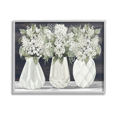 Fleurs dans des vases géométriques, estampe numérique encadrée par Cindy Jacobs