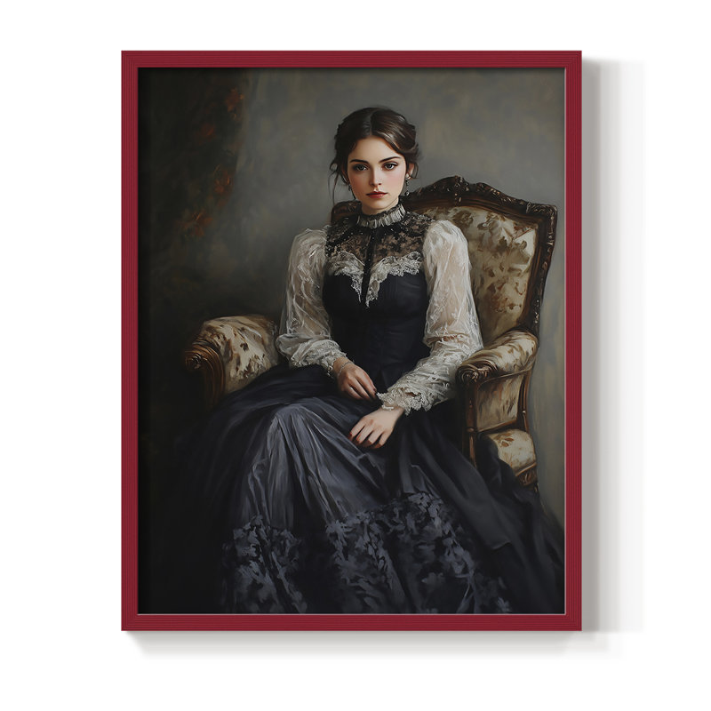 WOMEN Series CCXL Framed Print - Solid Wood, H 21 po x l 17 po, Rouge
