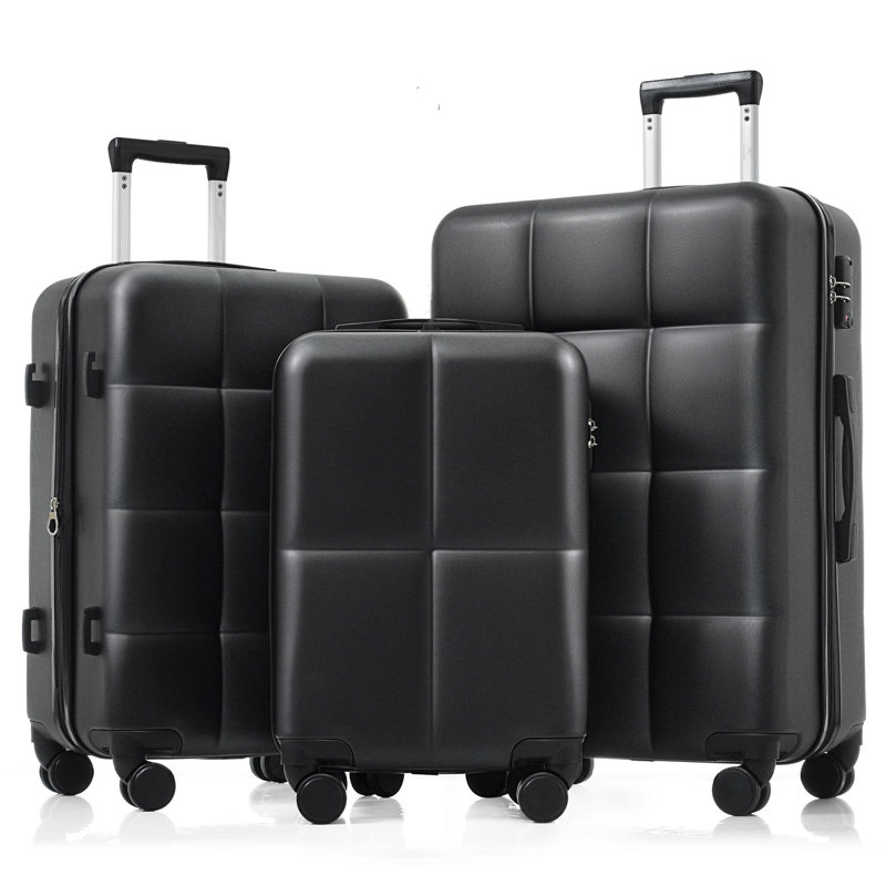 Ensemble de 3 valises, bagage à main certifié avec porte-gobelet, bagage rigide en ABS avec roues pivotantes