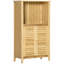 Armoire de plancher en bambou, armoire de salle de bain, tour de rangement avec plusieurs tablettes et portes