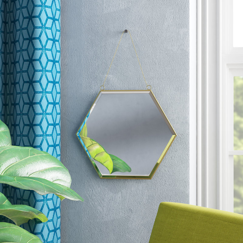 miroir mural hexagonal  Daulton, Doré