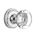 Classic Rosette with Round Clear Crystal Door Knob