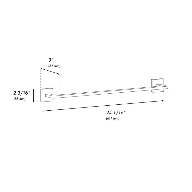 ZLINE Palisades 24 po. Porte-serviettes en nickel brossé, Nickel brossé, H 2,19 po x l 24,06 po x P 3 po