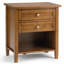 Table de chevet transitionnelle en bois massif Warm Shaker de 61 cm de large, couleur brun doré clair