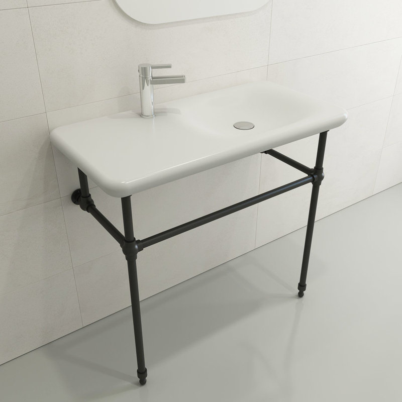 Fenice 35.6'' L Bathroom Sink, Matte White