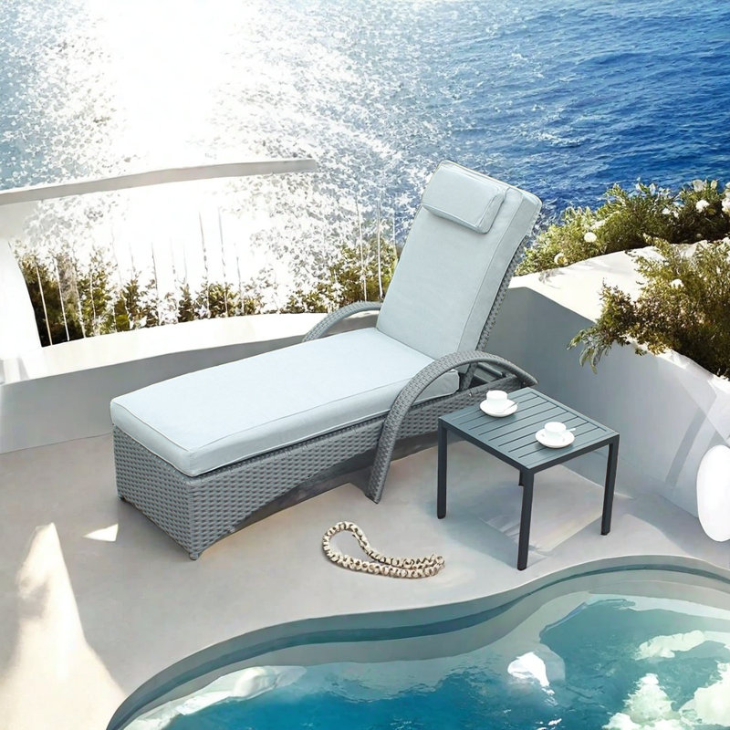 Chaise longue d'extérieur réglable en osier PE