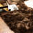 Diller Dark Brown Faux Fur Machine Washable Shag Fluffy Area Rug-1513180493
