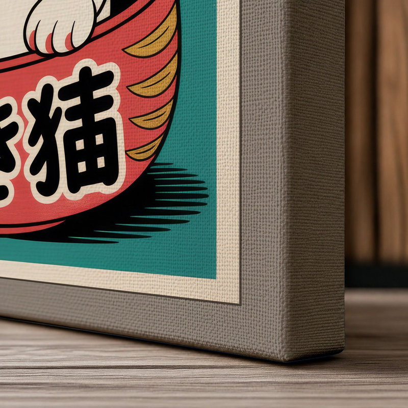 Beckoning Fortune Japandi - Wrapped Canvas, 18x12 - 45.7 x 30.5 cm, Taupe Border
