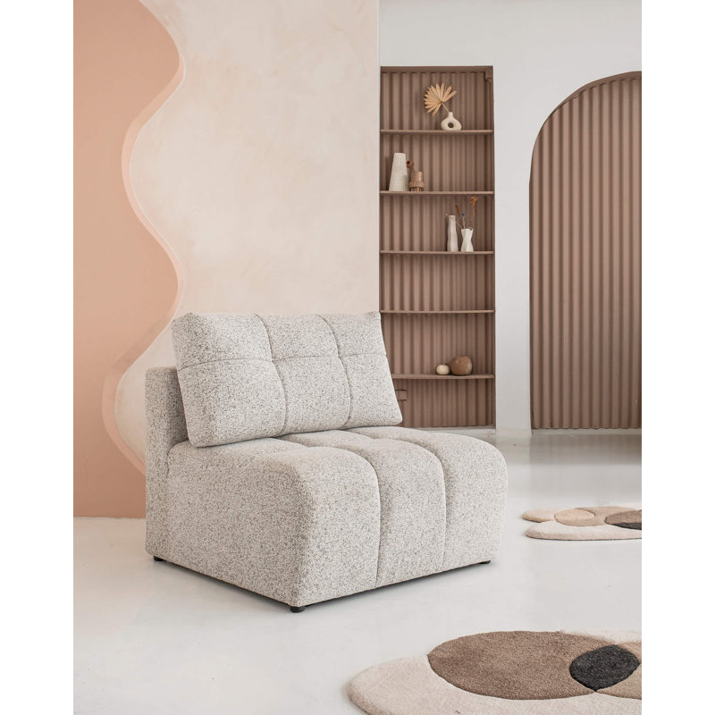 Lulu Upholstered Armless Chair, Light Grey