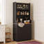 Armoire de rangement en bois avec compartiment à couvercle rabattable, prises électriques, tablettes réglables, 3 tiroirs et placard-1508815439
