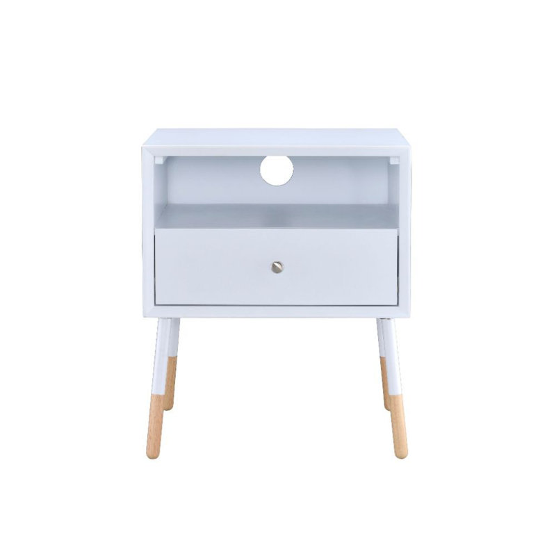 Table de chevet 1 tiroir Micheala, Blanc