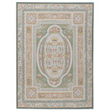 Hand-Knotted High-Quality Green and Gold Area Rug