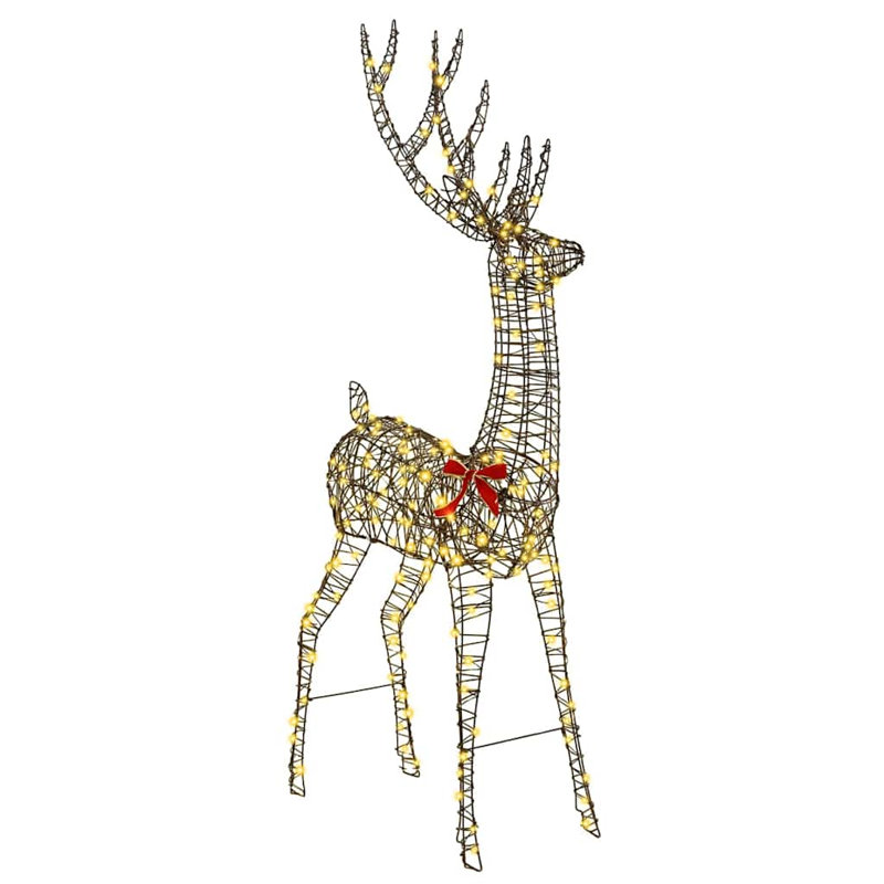 vidaXL 3D Reindeer with 140 LEDs Warm white, Black, 180cm H x 96cm W x 40cm D