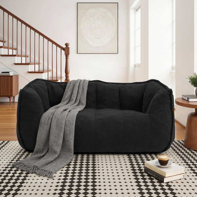 Fauteuil à billes en peluche surdimensionné Kirtis, Noir