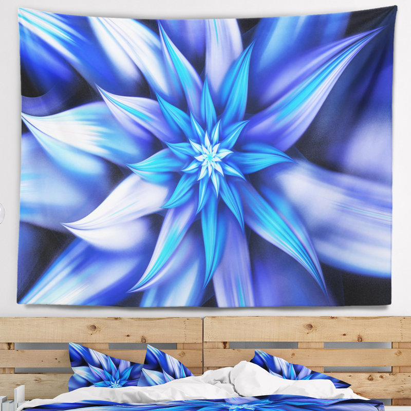 Tapisserie florales de fleurs bleues danse, H 50 po x l 60 po
