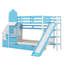 Lit superposé simple au-dessus d'un lit simple de style château avec glissière et escalier de rangement, lit superposé avec 2 tiroirs et 3 tablettes-1860131775