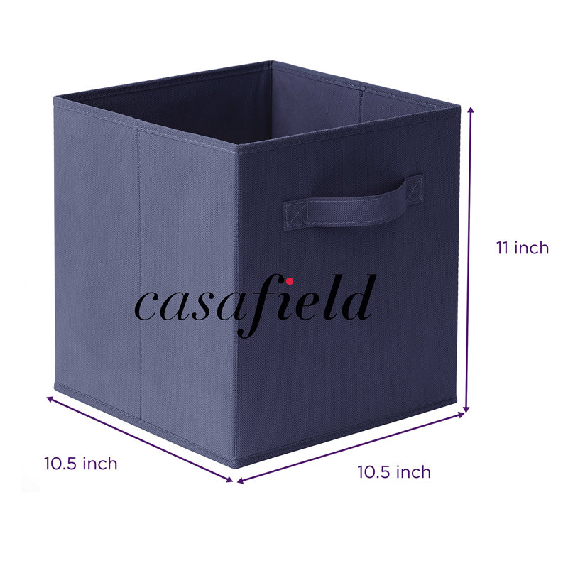 Collapsible Fabric Cubes, 11" Storage Bins (Set of 12), Navy Blue