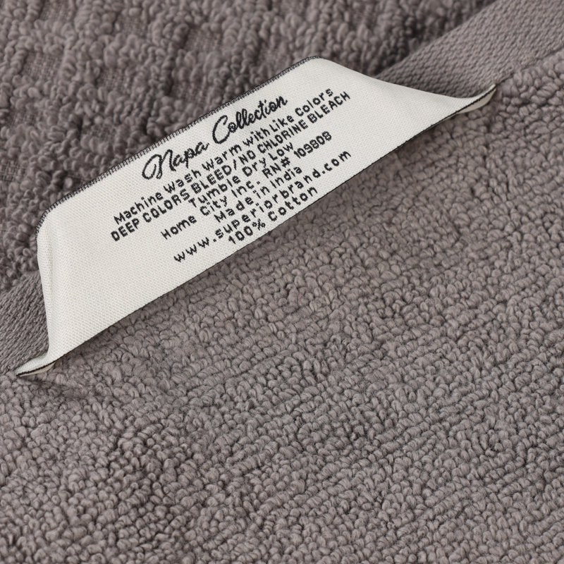 Ensemble de serviettes en coton gaufré Hisela Zero Twist, Gris anthracite, Ensemble de serviettes 9 pièces