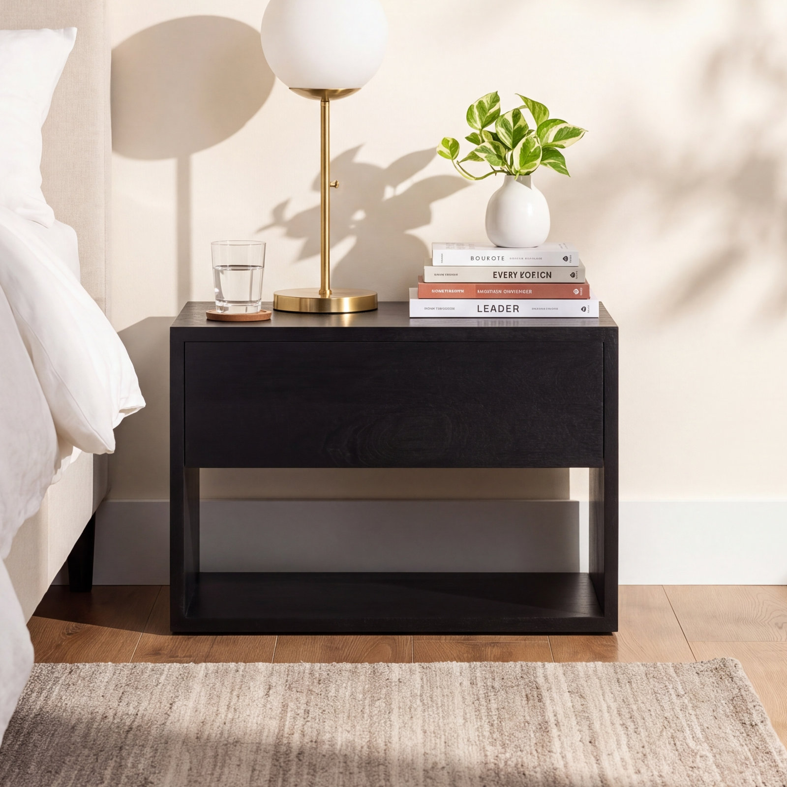 Reni Mango Nightstand, Black